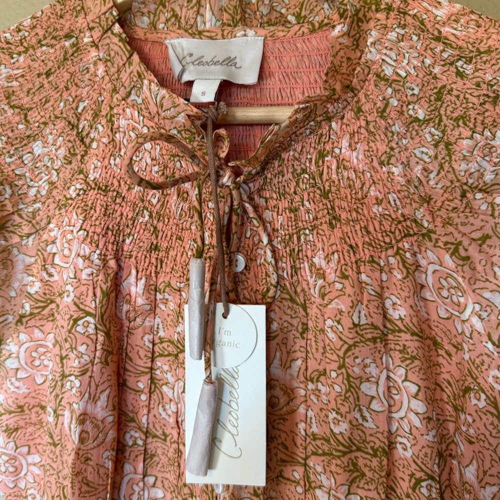 NWT CLEOBELLA Indira Ruffle Tiered Cotton Dress Blush Pink Small - Picture 4 of 9